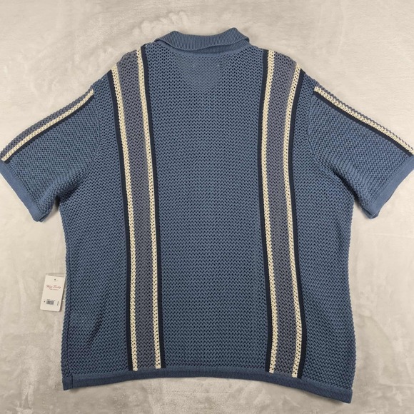 Lucky Brand Knit Short Sleeve Button Up Shirt Men's XL Blue Casual Comfort NWT - Picture 4 of 9